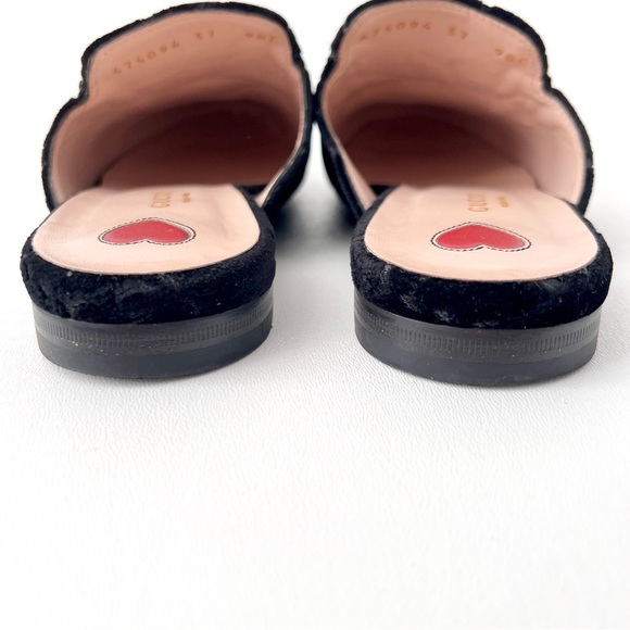 GUCCI | Princetown Black Velvet Monogram GG Logo Horsebit Loafer Slide US 7 - Picture 8 of 11